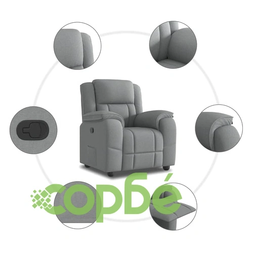 Реклайнер стол от текстил, светлосив, 96 x 99 x 102 см ➤ топ цена ➤ sorbe.bg