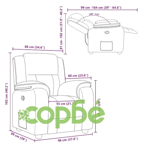 Релакс Фотьойл с Наклон от Плат в Облачно Сиво 96x99x102 см ➤ топ цена ➤ sorbe.bg