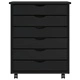 Подвижен шкаф с 6 чекмеджета MOSS - Черен от масивна борова дървесина