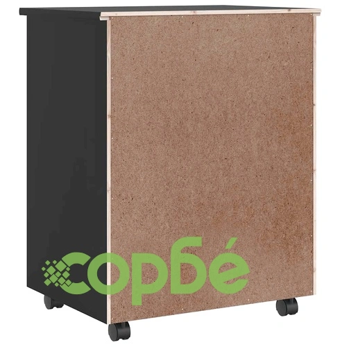 Подвижен шкаф с 6 чекмеджета MOSS - Черен от масивна борова дървесина ➤ топ цена ➤ sorbe.bg