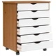 Шкаф с 6 чекмеджета на колелца MOSS, меденокафяв, от масивна борова дървесина, 53x39x65,5 см