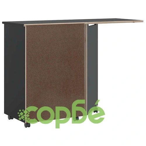 Подвижен шкаф с бюро MOSS от масивна борова дървесина - Черен, 105,5 x 39 x 74,5 см ➤ топ цена ➤ sorbe.bg