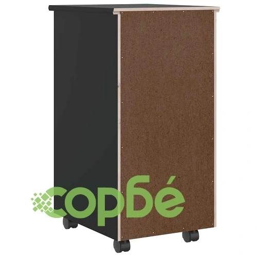 Подвижен Шкаф с 4 Чекмеджета MOSS - Черен от Масивно Борово Дърво 34x39x65,5 см ➤ топ цена ➤ sorbe.bg