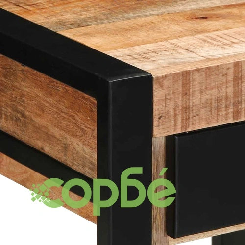Странична маса от масивно манго дърво 40x40x50 см с чекмедже и рафт ➤ топ цена ➤ sorbe.bg