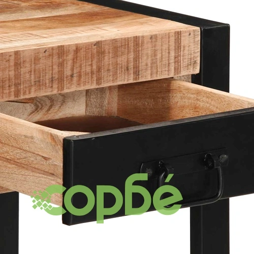 Странична маса от масивно манго дърво 40x40x50 см с чекмедже и рафт ➤ топ цена ➤ sorbe.bg