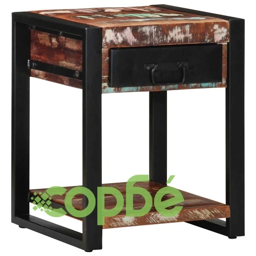 Странична маса Multicolour 40x40x50 см от масивна регенерирана дървесина ➤ топ цена ➤ sorbe.bg