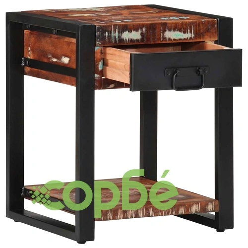 Странична маса Multicolour 40x40x50 см от масивна регенерирана дървесина ➤ топ цена ➤ sorbe.bg