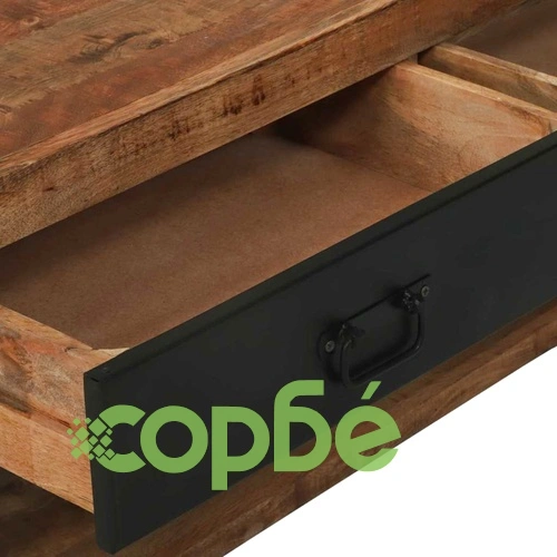 Закачалка за дрехи с 2 чекмеджета и рафт 110x40x185 см масивна дървесина манго кафяво ➤ топ цена ➤ sorbe.bg