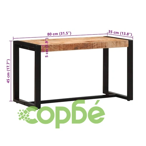 Пейка от масивно манго дърво с метални крака 80x35x45 cm ➤ топ цена ➤ sorbe.bg