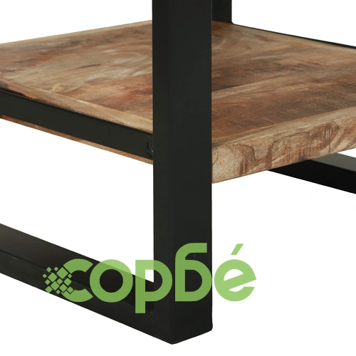 Крайни масички от масивно мангово дърво с черни метални акценти, 40 x 40 x 80 см ➤ топ цена ➤ sorbe.bg