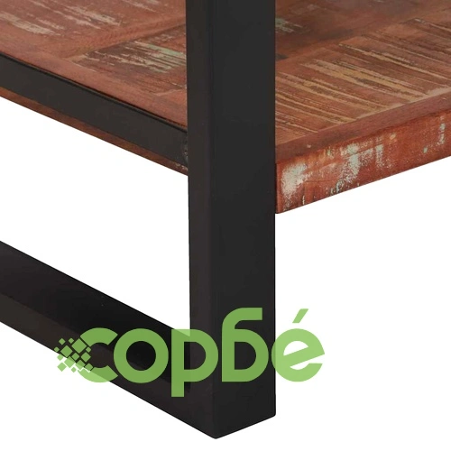 Крайна масичка от рециклирана дървесина с 2 чекмеджета 40x40x80 см ➤ топ цена ➤ sorbe.bg