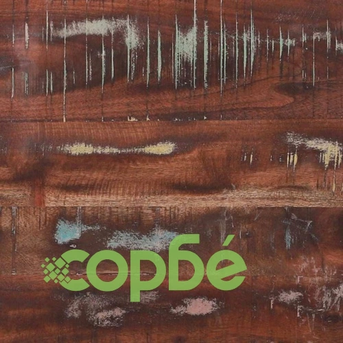 Крайна масичка от рециклирана дървесина с 2 чекмеджета 40x40x80 см ➤ топ цена ➤ sorbe.bg