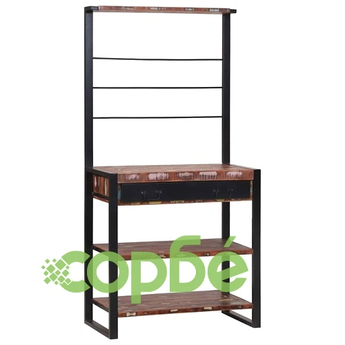 Кухненски стелаж от регенерирано дърво многоцветен 80x40x160 см ➤ топ цена ➤ sorbe.bg