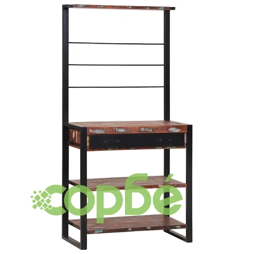 Кухненски стелаж от регенерирано дърво многоцветен 80x40x160 см ➤ топ цена ➤ sorbe.bg