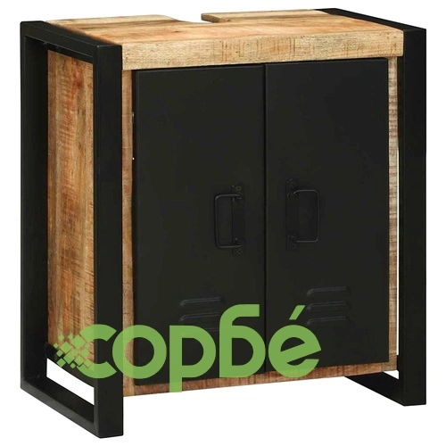 Шкаф за мивка от масивно манго дърво 55x35x60 см кафяв цвят ➤ топ цена ➤ sorbe.bg