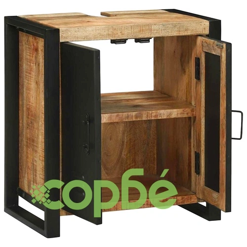 Шкаф за мивка от масивно манго дърво 55x35x60 см кафяв цвят ➤ топ цена ➤ sorbe.bg