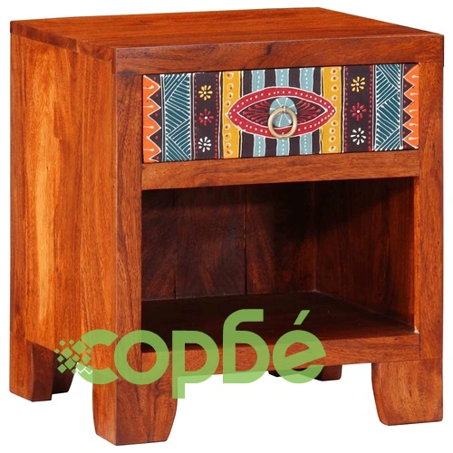 Нощно шкафче от масивна акация 40x35x45 cm с чекмедже ➤ топ цена ➤ sorbe.bg