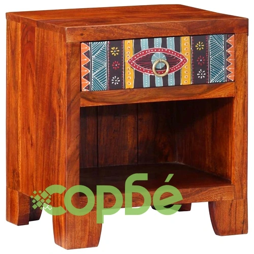Нощно шкафче от масивна акация 40x35x45 cm с чекмедже ➤ топ цена ➤ sorbe.bg
