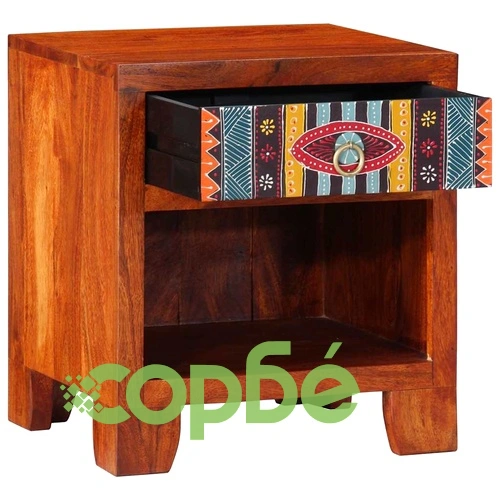 Нощно шкафче от масивна акация 40x35x45 cm с чекмедже ➤ топ цена ➤ sorbe.bg