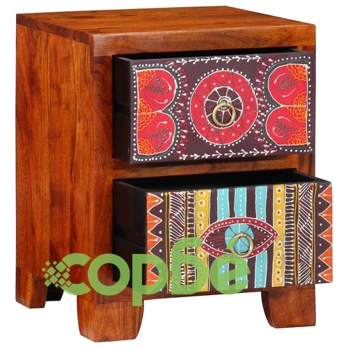 Нощно Шкафче от Масивна Акация 35x35x45 cm с Чекмедже и Рафт ➤ топ цена ➤ sorbe.bg