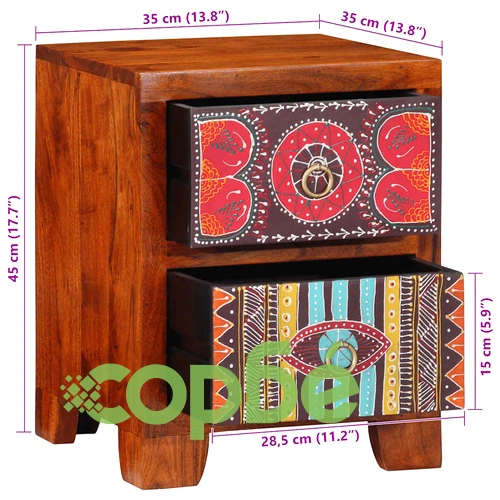 Нощно Шкафче от Масивна Акация 35x35x45 cm с Чекмедже и Рафт ➤ топ цена ➤ sorbe.bg