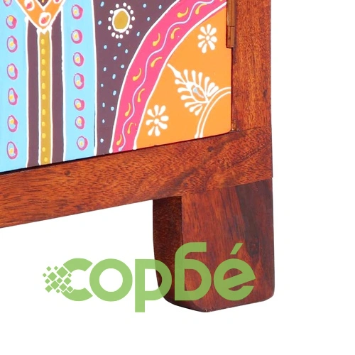 ТВ Шкаф Multicolour 110x30x40 см от Масивна Акациева Дървесина с 2 Врати ➤ топ цена ➤ sorbe.bg