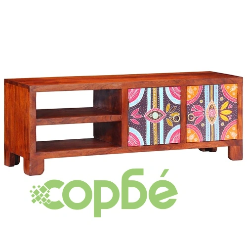 ТВ Шкаф Multicolour 110x30x40 см от Масивна Акациева Дървесина с 2 Врати ➤ топ цена ➤ sorbe.bg