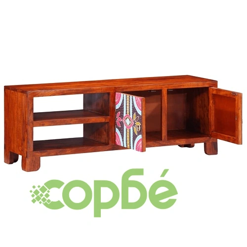 ТВ Шкаф Multicolour 110x30x40 см от Масивна Акациева Дървесина с 2 Врати ➤ топ цена ➤ sorbe.bg