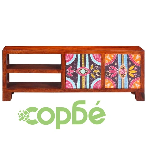 ТВ Шкаф Multicolour 110x30x40 см от Масивна Акациева Дървесина с 2 Врати ➤ топ цена ➤ sorbe.bg