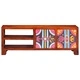 ТВ Шкаф Multicolour 110x30x40 см от Масивна Акациева Дървесина с 2 Врати