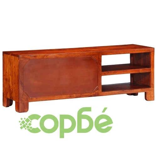 ТВ Шкаф Multicolour 110x30x40 см от Масивна Акациева Дървесина с 2 Врати ➤ топ цена ➤ sorbe.bg