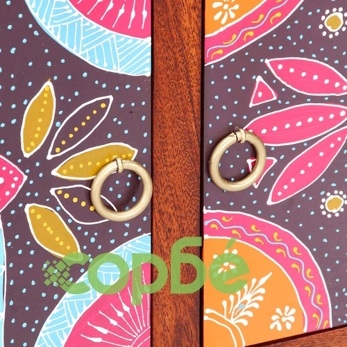 ТВ Шкаф Multicolour 110x30x40 см от Масивна Акациева Дървесина с 2 Врати ➤ топ цена ➤ sorbe.bg