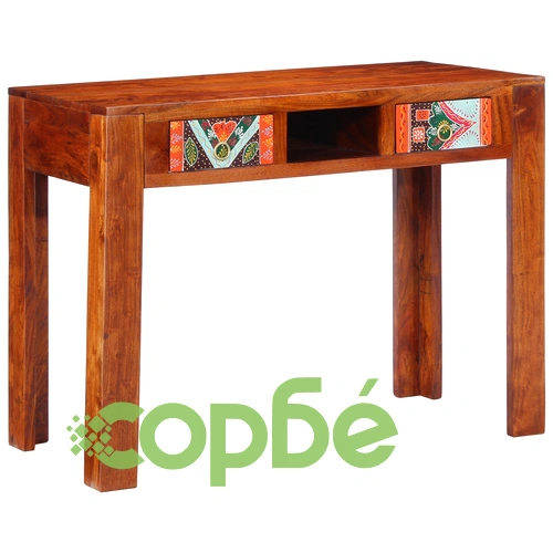 Бюро от масивна акациева дървесина с 2 чекмеджета 100x50x75 см ➤ топ цена ➤ sorbe.bg