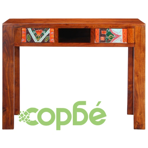 Бюро от масивна акациева дървесина с 2 чекмеджета 100x50x75 см ➤ топ цена ➤ sorbe.bg