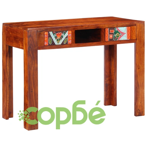 Бюро от масивна акациева дървесина с 2 чекмеджета 100x50x75 см ➤ топ цена ➤ sorbe.bg