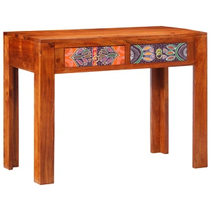 Бюро от масивно дърво шишам в кафяв цвят с правоъгълна форма и рустикален дизайн