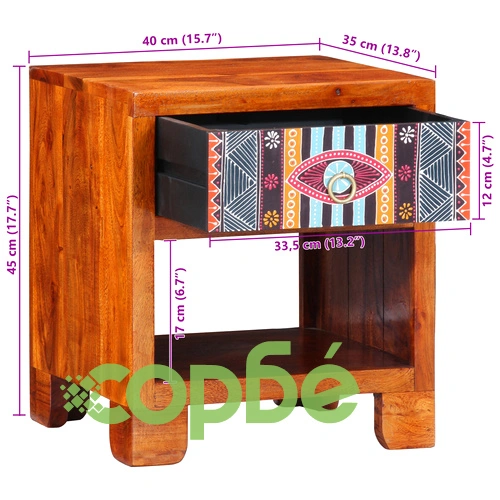 Страничен шкаф от масивна акациева дървесина 40x35x45 см ➤ топ цена ➤ sorbe.bg