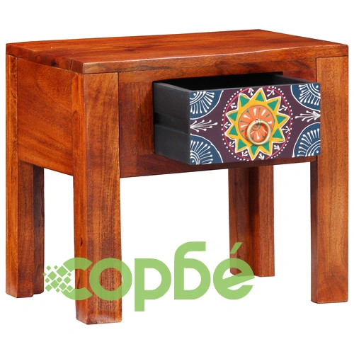 Странична маса от масивно акациево дърво 40x30x36 см - правоъгълна ➤ топ цена ➤ sorbe.bg