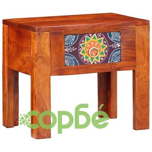 Странична маса от масивно акациево дърво 40x30x36 см - правоъгълна ➤ топ цена ➤ sorbe.bg