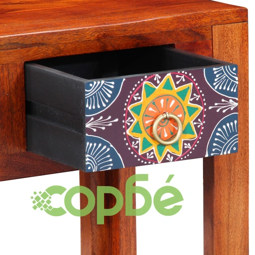 Странична маса от масивно акациево дърво 40x30x36 см - правоъгълна ➤ топ цена ➤ sorbe.bg