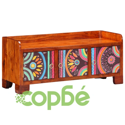 Пейка за обувки от масивна акация 90x35x40 см с 2 врати ➤ топ цена ➤ sorbe.bg