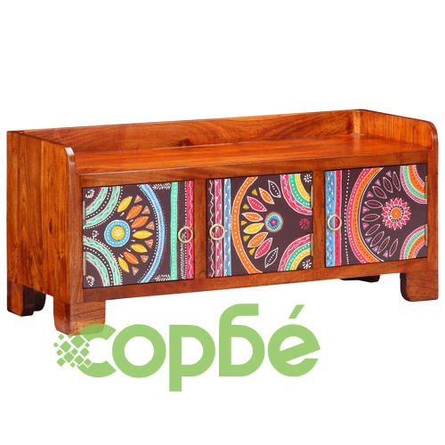 Пейка за обувки от масивна акация 90x35x40 см с 2 врати ➤ топ цена ➤ sorbe.bg