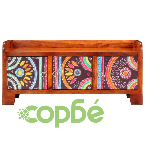 Пейка за обувки от масивна акация 90x35x40 см с 2 врати ➤ топ цена ➤ sorbe.bg