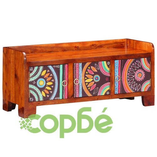 Пейка за обувки от масивна акация 90x35x40 см с 2 врати ➤ топ цена ➤ sorbe.bg