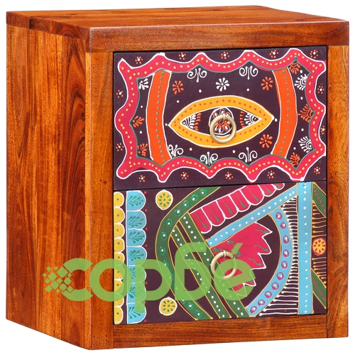 Нощни шкафчета от масивно дърво шишам с геометричен дизайн, комплект 2 бр. ➤ топ цена ➤ sorbe.bg