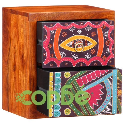 Нощни шкафчета от масивно дърво шишам с геометричен дизайн, комплект 2 бр. ➤ топ цена ➤ sorbe.bg