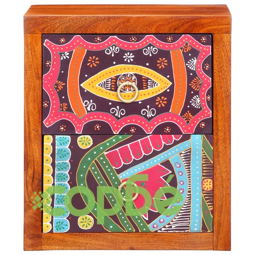 Нощни шкафчета от масивно дърво шишам с геометричен дизайн, комплект 2 бр. ➤ топ цена ➤ sorbe.bg