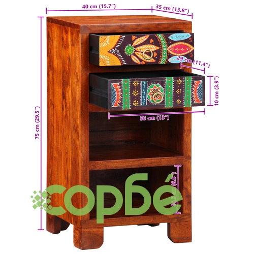 Комплект от 2 Крайни Масички от Масивно Манго Дърво в Кафяв Цвят ➤ топ цена ➤ sorbe.bg