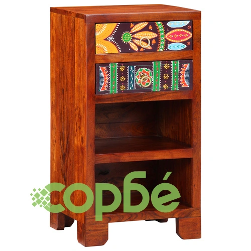 Комплект от 2 Крайни Масички от Масивно Манго Дърво в Кафяв Цвят ➤ топ цена ➤ sorbe.bg