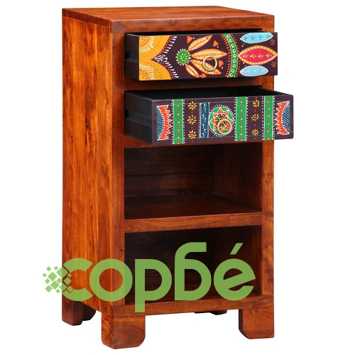 Комплект от 2 Крайни Масички от Масивно Манго Дърво в Кафяв Цвят ➤ топ цена ➤ sorbe.bg